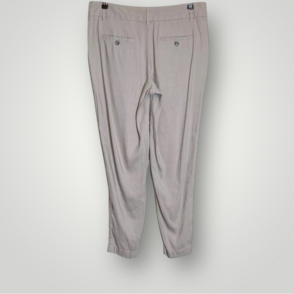 Ann Taylor Ankle Trouser Pants Size 8 Linen Blend Hook & Bar Zipper Closure Gray - Picture 4 of 9